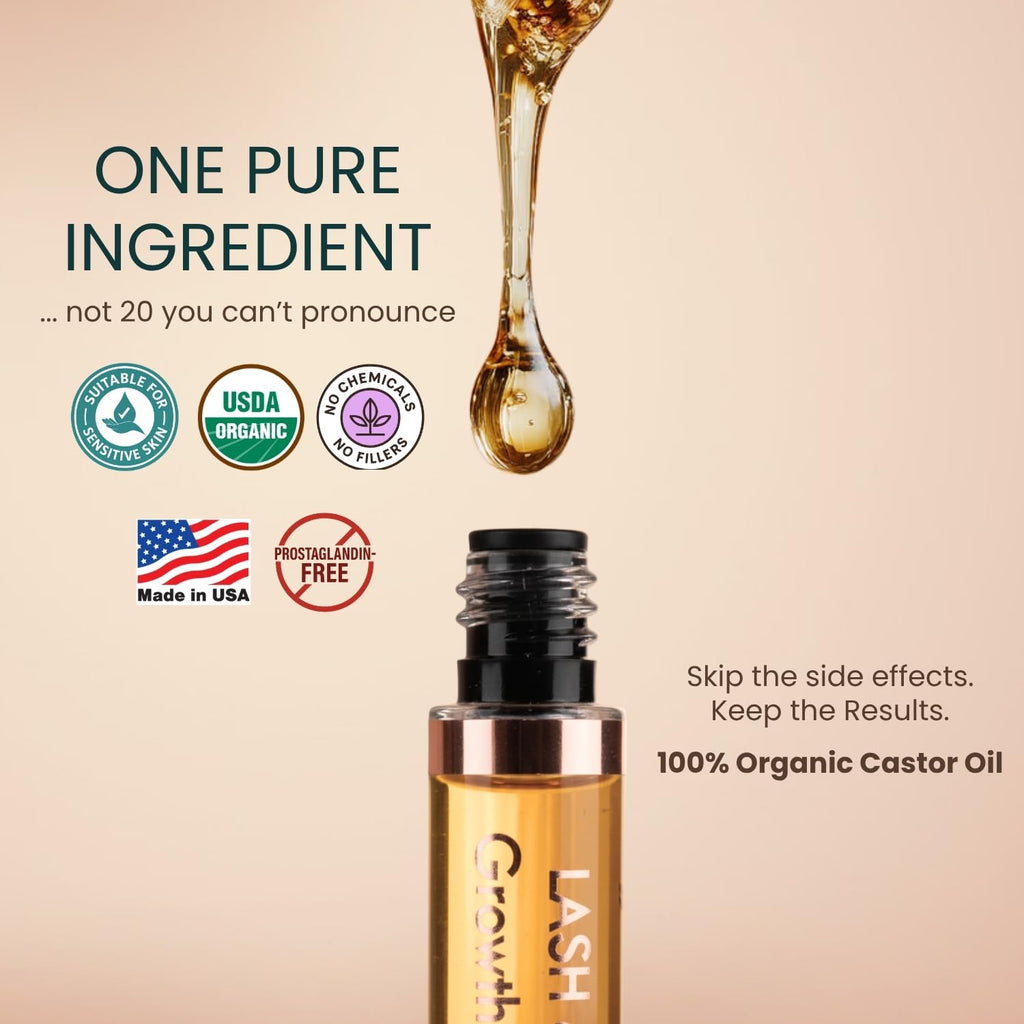 Organic Castor Oil for Eyelash Growth Serum and Eyebrow Growth Lash Serum | Made in USA 100% Pure Hexane Free Cold
