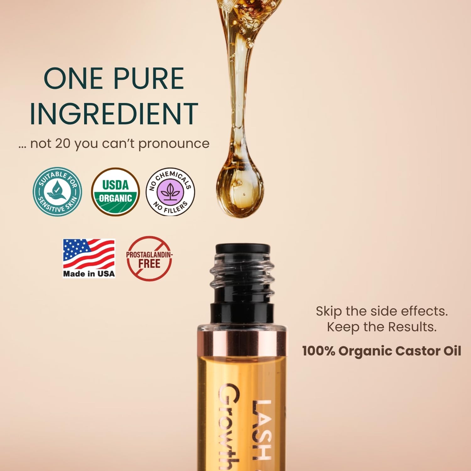 Organic Castor Oil for Eyelash Growth Serum and Eyebrow Growth Lash Serum | Made in USA 100% Pure Hexane Free Cold