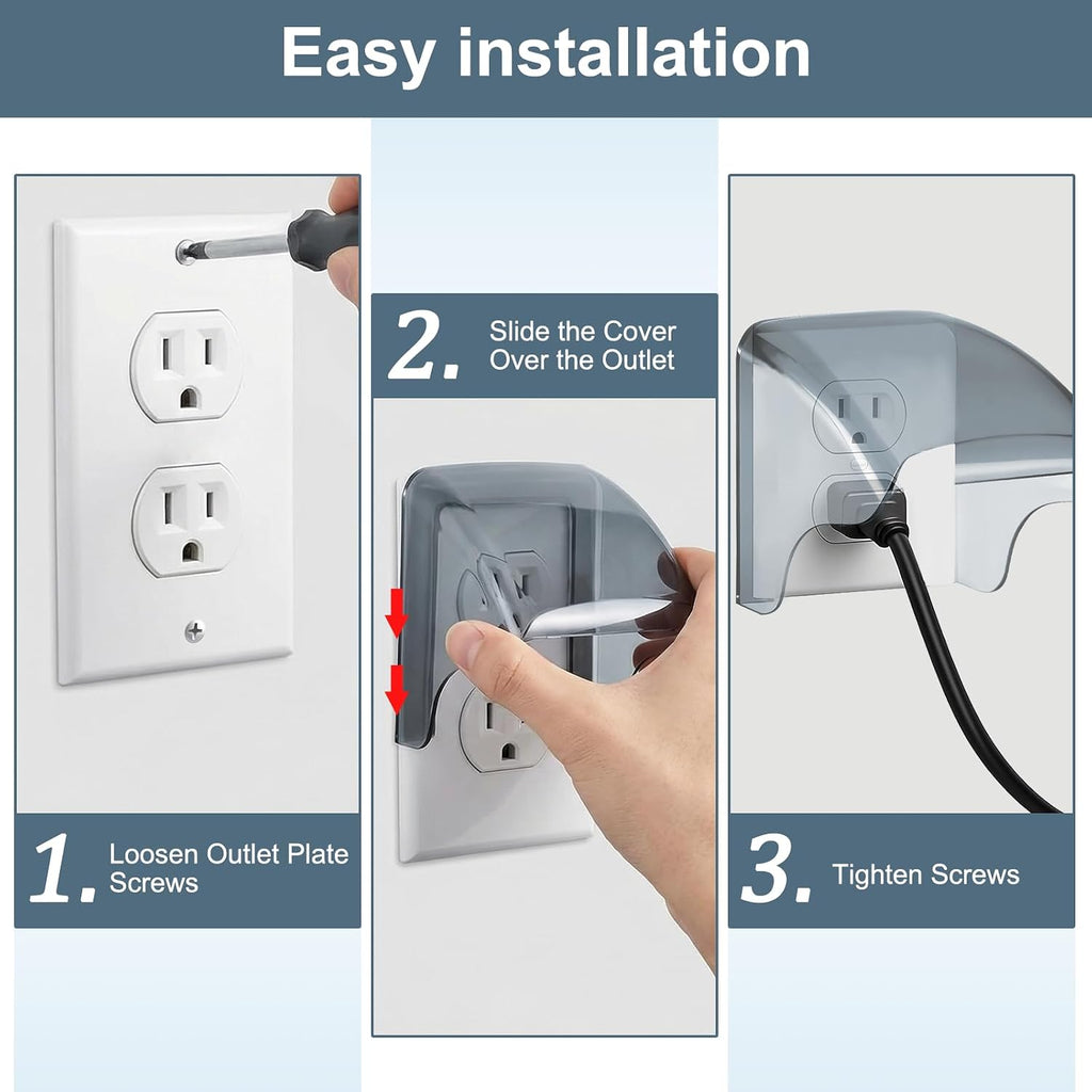 Outdoor Waterproof Outlet Cover for Single-Gang Duplex Receptacle (NEMA 5-15R), Weatherproof Electrical Socket