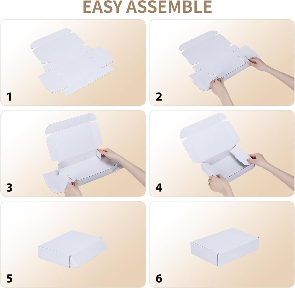 9x6x2 Shipping Boxes Set of 25, White Corrugated Cardboard Box for Packing, Mailing, Business