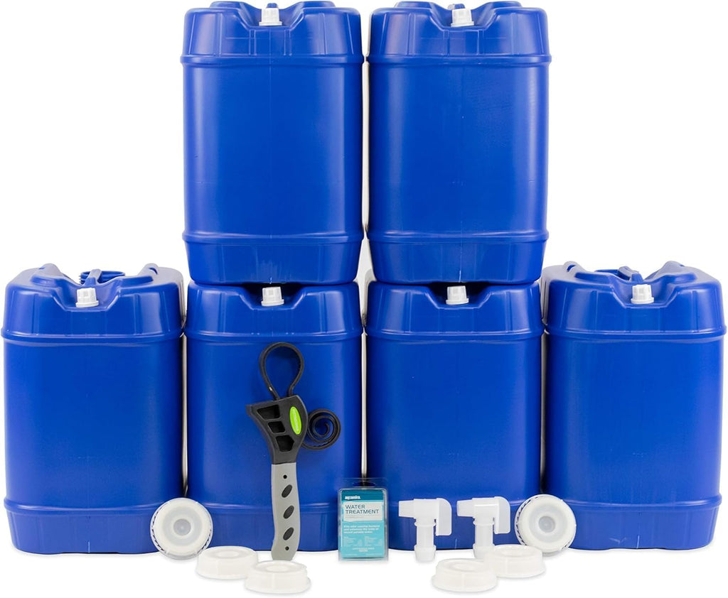 Legacy Food Storage Emergency Water Storage Containers, Long Term 5 Gallon Water Tank - 6 Stackable Food Grade Tanks