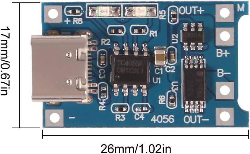 6PCS TP4056 Type-C USB Charging Module 5V 1A 18650 Lithium Battery Charging Board Power Charger Board with Protection