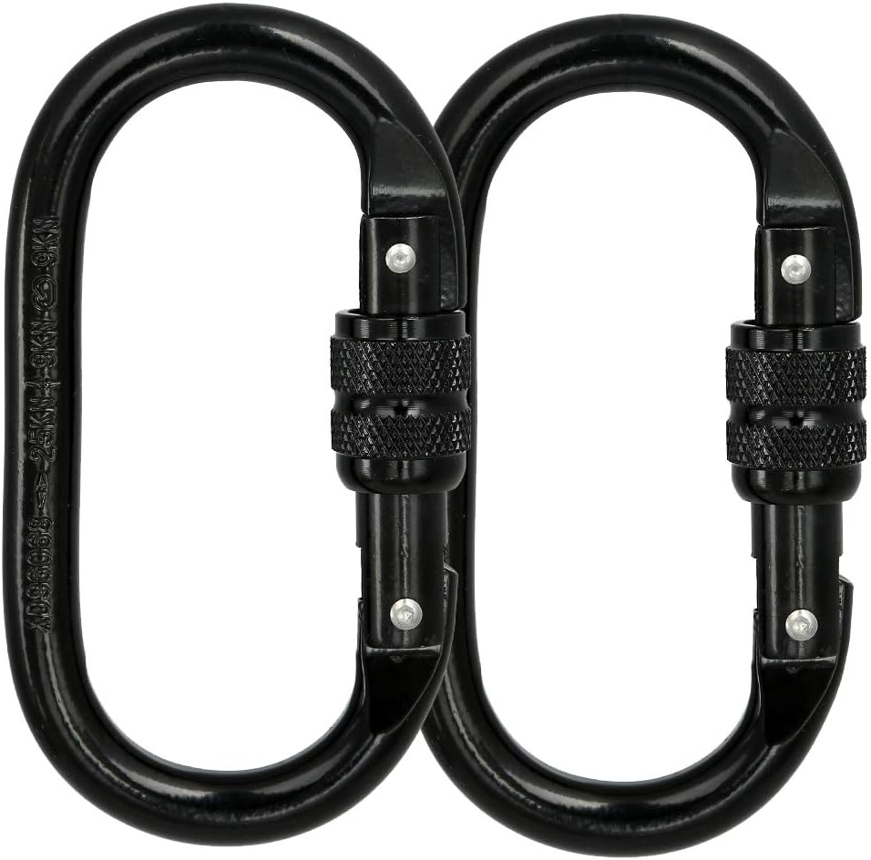 Heavy Duty Locking Climbing Carabiner Clip CE Rated 25 kN 5600 LB Rugged Terrain Approved Industrial Strength Twist