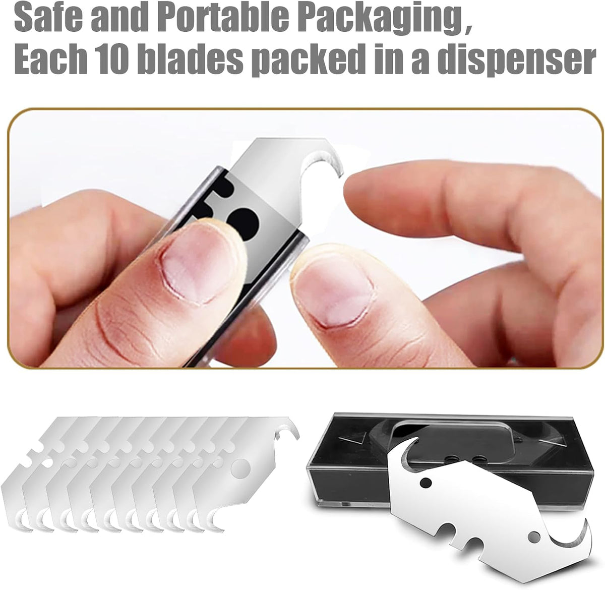60-Pack Hook Razor Blades for Box Cutters & Utility Knives