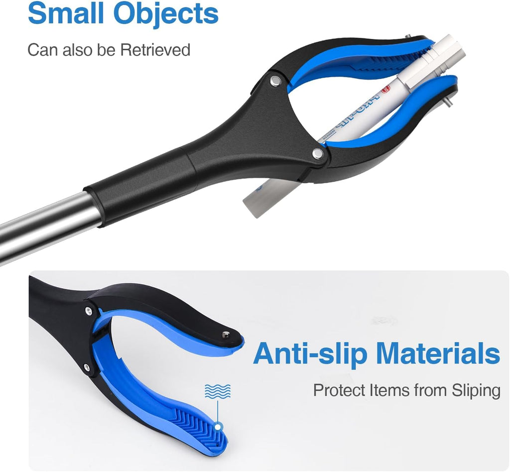 2-Pack Grabber Reacher Tool, 32 Inch Extra Long Steel Foldable Pick Up Stick with Strong Grip Magnetic, 90° Rotating