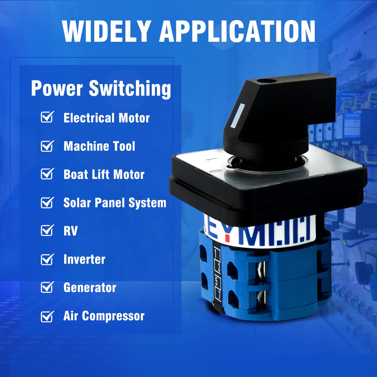 20A Rotary Changeover Switch 660V 4 Position 2 Poles 8 Terminals,Universal Selector Switch with Blue Fork Terminals IP65 CE 20/0-3.2