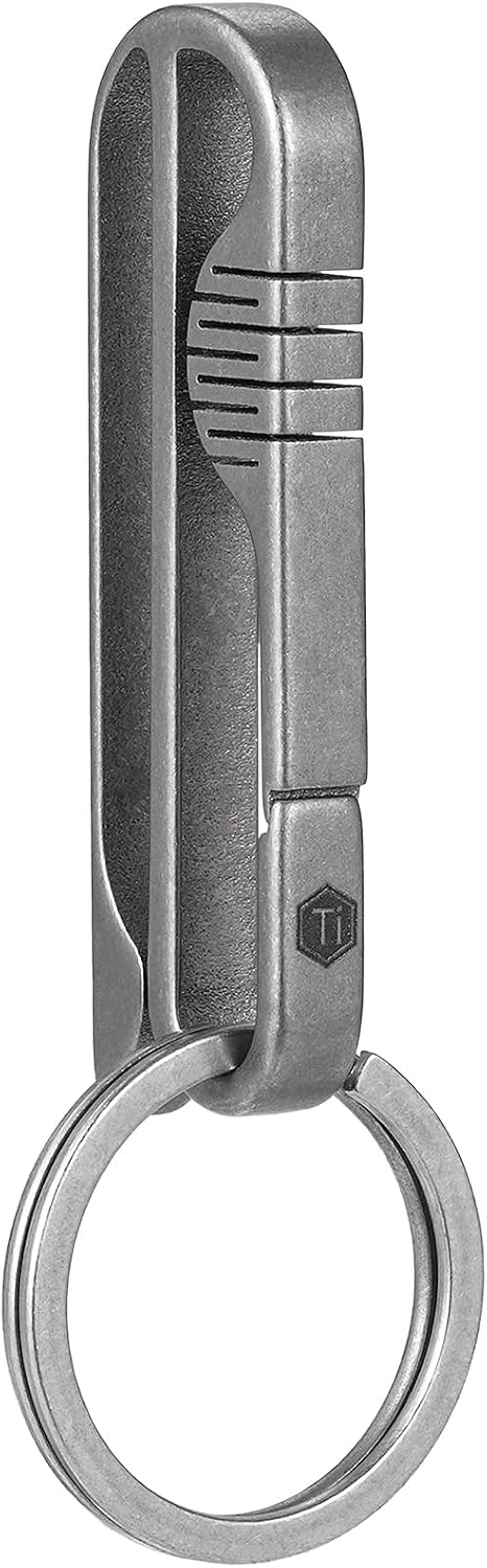 KM03 Titanium Keychain Clip Belt Loop Key Holder with Removable Key Ring for Duty Belt