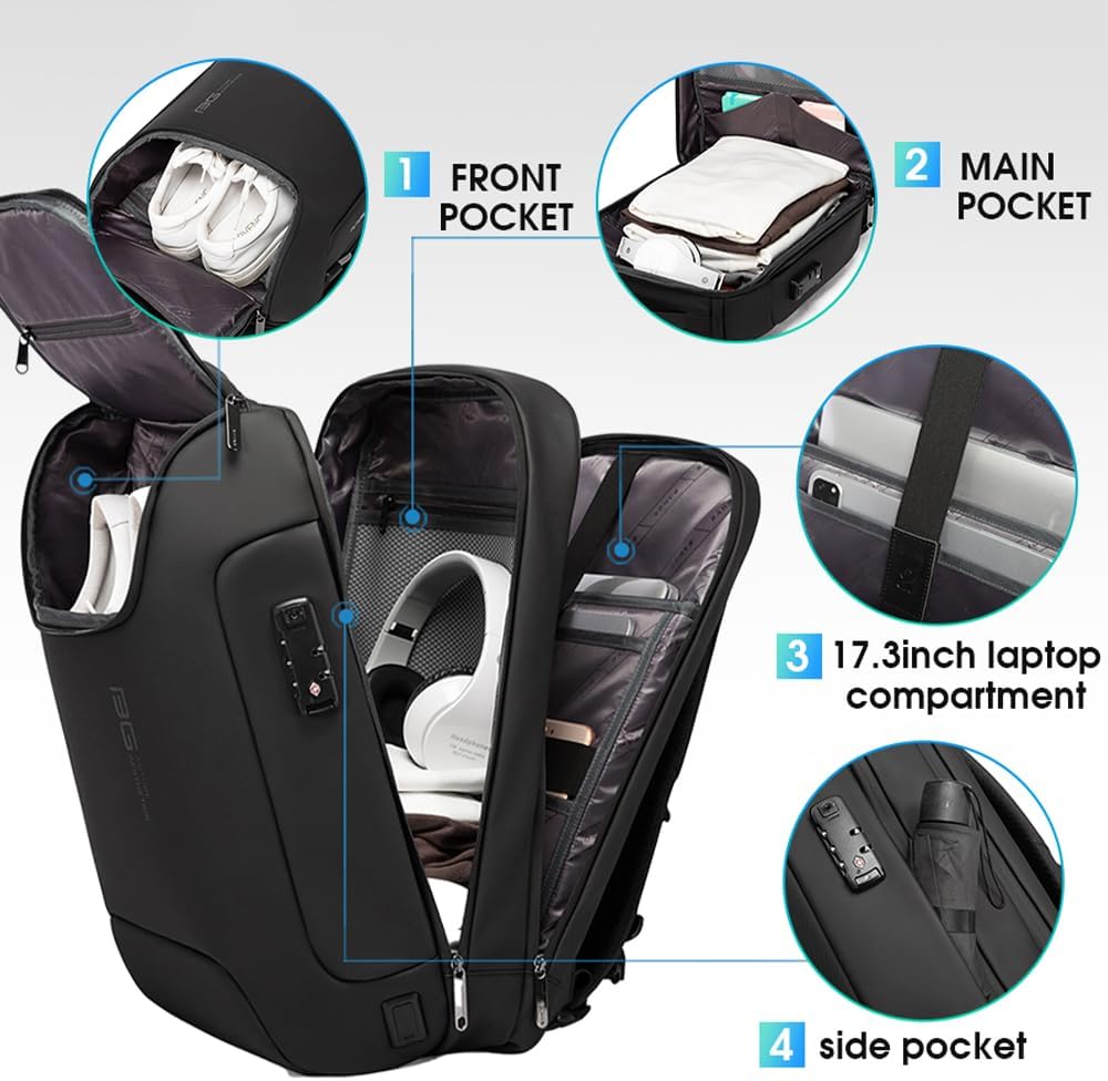 Men's Anti-Theft Backpack,Waterproof Fashion Travel Backpacks,High Tech Backpack with USB3.0 Charging Port,Business