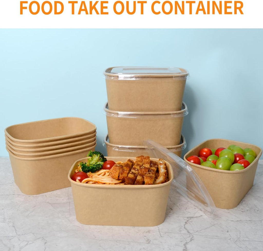 35 oz Paper Food Containers with Lids 50 Pack Meal Prep Containers