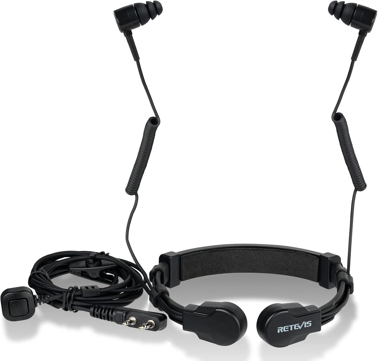 ETK007 Adjustable Throat Mic Two Way Radio Headset, Finger PTT | for Cycling, for RT22/RT21/H777/RT68, Compatible
