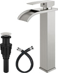 Brushed Nickel Waterfall Vessel Sink Faucet,Tall Bathroom Faucet