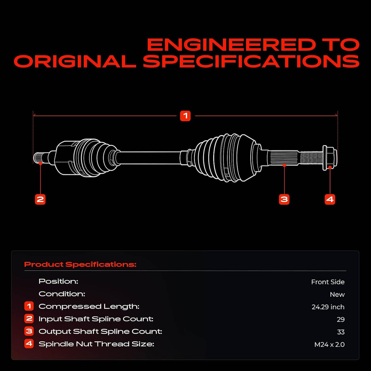 A-Premium Set of 2 Front CV Axle Shaft Assembly