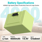 CREABEST 4.0Ah 14.4V Replacement Battery for iRobot Roomba e & i Series