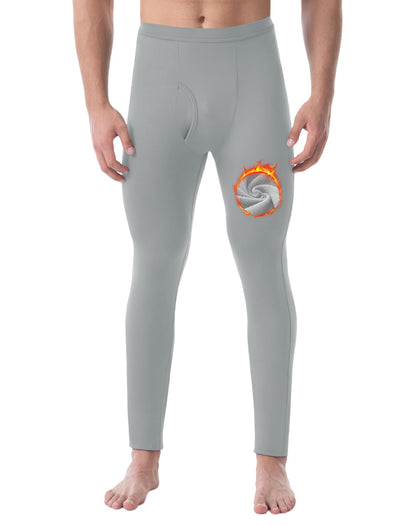 Long Johns for Men Thermal Pants with Fly Long Thermal Underwear Winter Cold Weather Fleece Thermal Bottoms Light