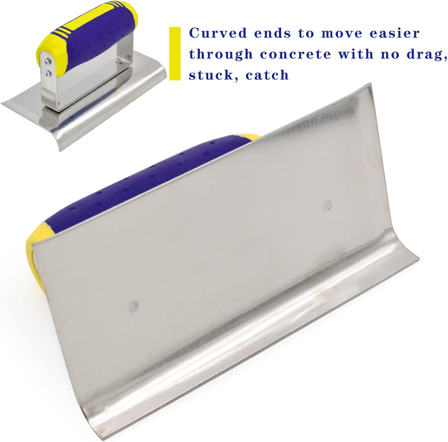 Concrete Tools Set Stainless Steel Concrete Hand Edger (6" x 3", 1/2" R) and Groover (6" x 3", 1/2" W,1/2" D) Plaster