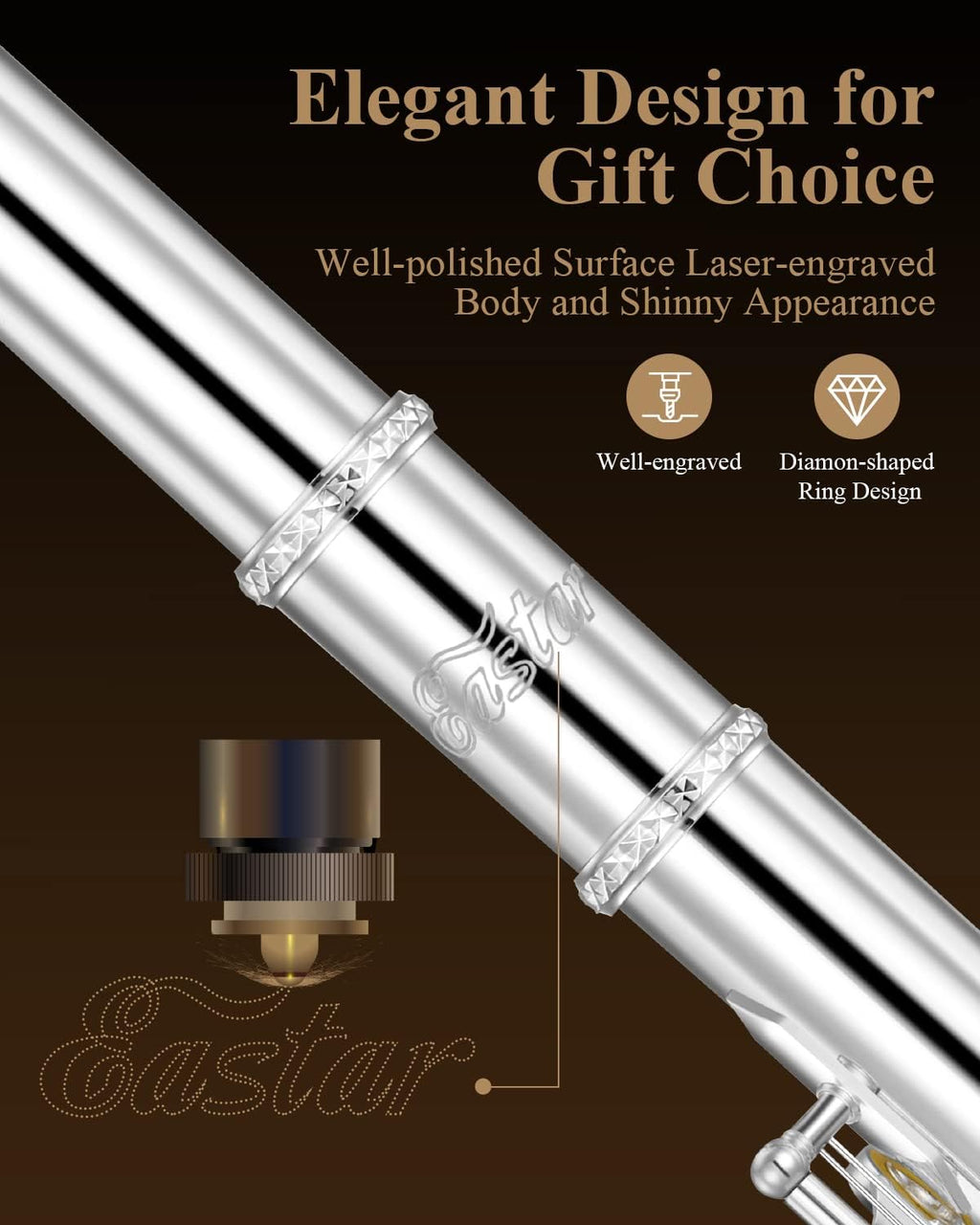 16-Key Closed Hole C Flute Advanced Upgraded Silver Full Kit, EFL-1S
