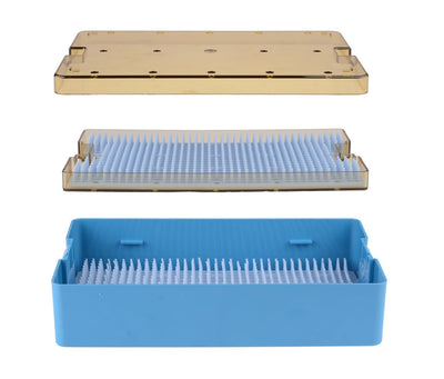 Double Layer Autoclavable Instruments Storage Box Instruments Sterilization Tray Case with Silicone Mat