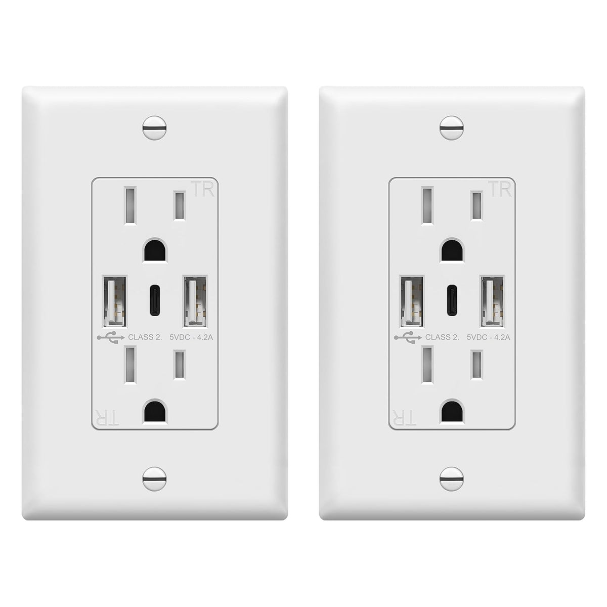 TOPGREENER 4.2A Dual Type A&C USB Wall Outlet, Charging Power Receptacle
