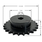 #50 Roller Chain Sprocket Type B 3/4 inch Bore 24 Tooth, Hardened Antirust 1045 Steel Drive Sprockets 50B24-3/4