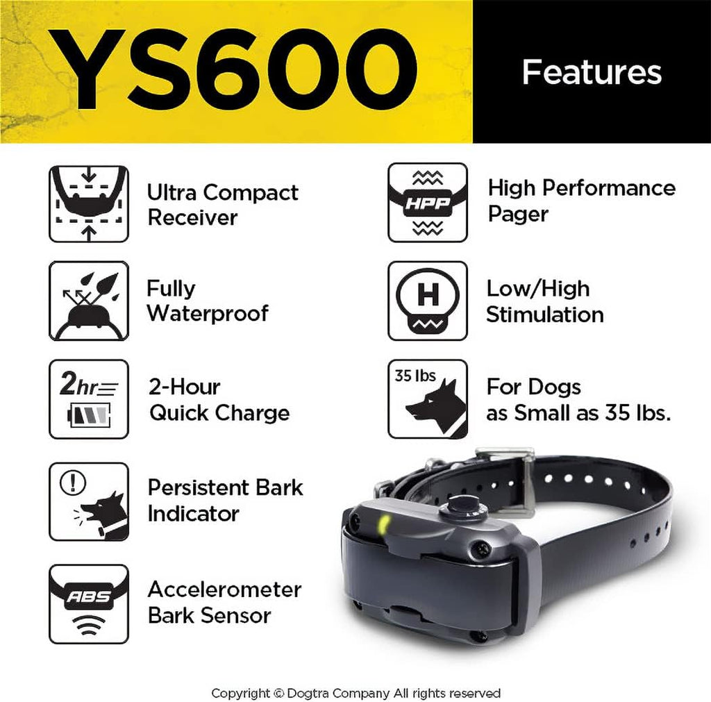 YS600 Anti Bark Collar for Medium to Large Dogs, Adjustable 10 Intensity Levels, Vibration Warning, Low/High