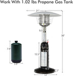 Tabletop Propane Patio Heater with Adjustable Flame, 11,000 BTU