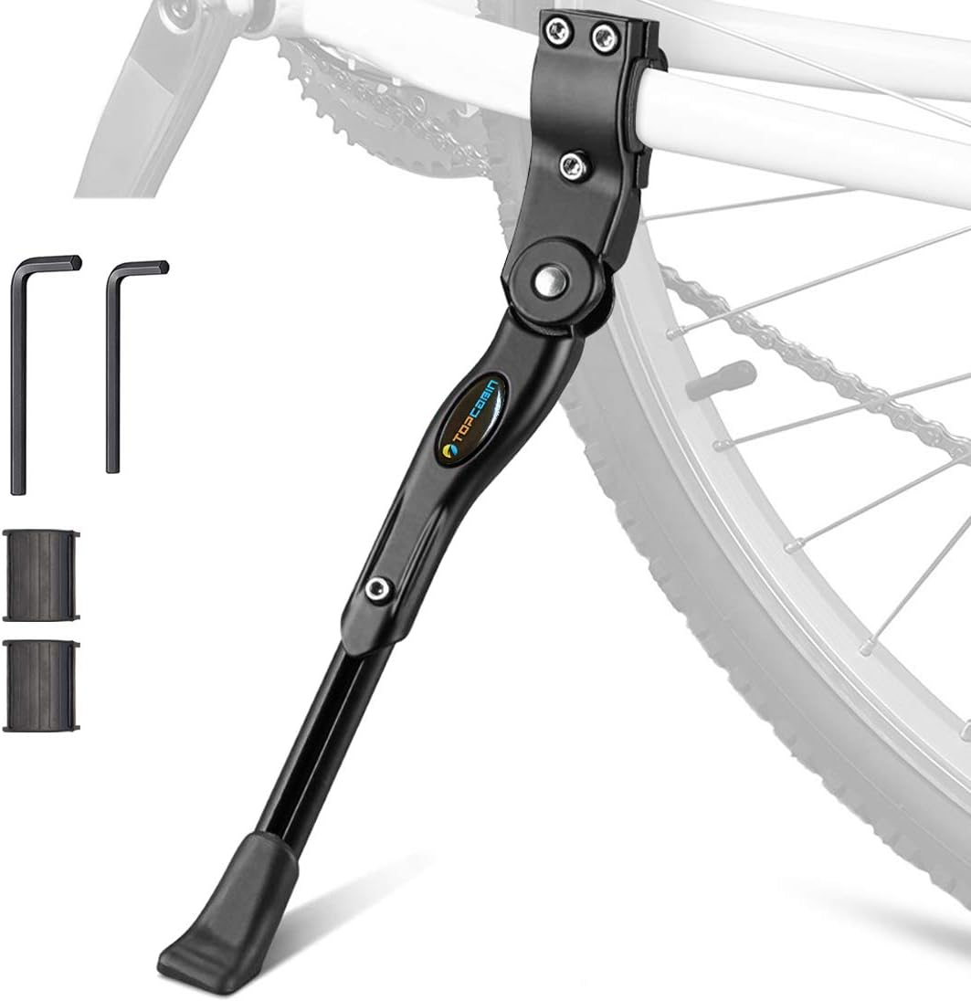 Bike Kickstand Adjustable Aluminium Alloy Bicycle Kickstand Bike Side Kickstand Fit for 22" 24" 26" 28" Mountain Bike