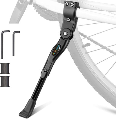 Bike Kickstand Adjustable Aluminium Alloy Bicycle Kickstand Bike Side Kickstand Fit for 22" 24" 26" 28" Mountain Bike