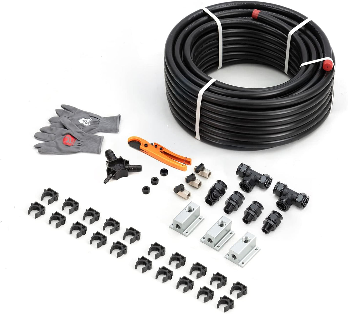 Compressed Air Piping System 3/4" x 100 feet HDPE Aluminum Air Line Kit Air Compressor Hose kit for Shop Garage 200PSI and 2 Pack 3/4 inch Straight Air System Fittings with 3/4" Male NPT Thread