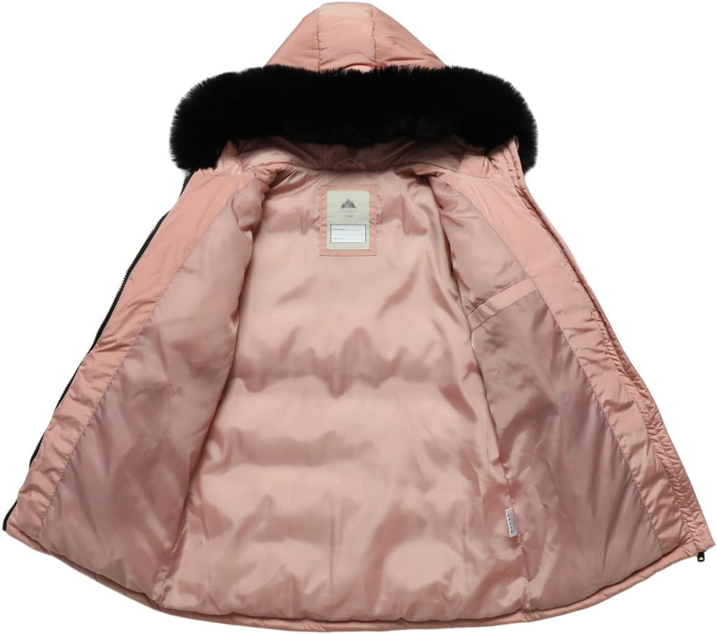 Girl's Winter Long Coat Parka Warm Hooded Puffer Jackets | Waterproof Polyester, Windproof Full Zipper, Ribbed Cuffs
