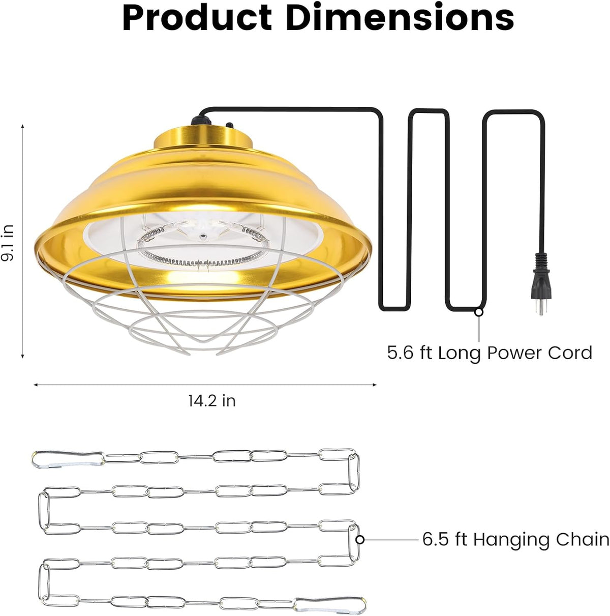 600W Large Hanging Chicken Coop Heater for Cattle, Horses, Donkeys