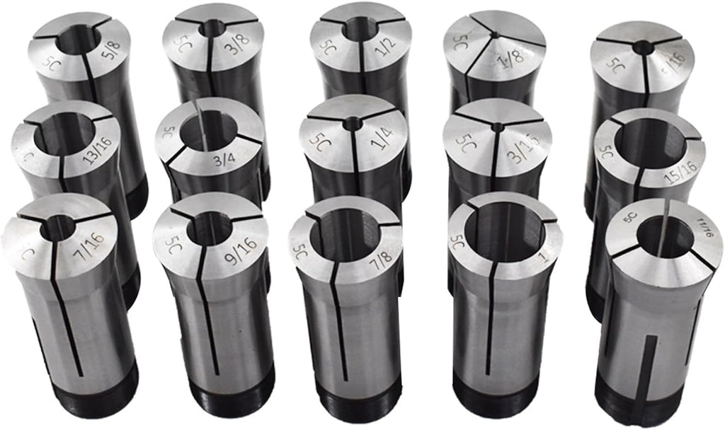 15-Pack Precision 5C Collet Set 1/8in-1in Mill Chuck Holder