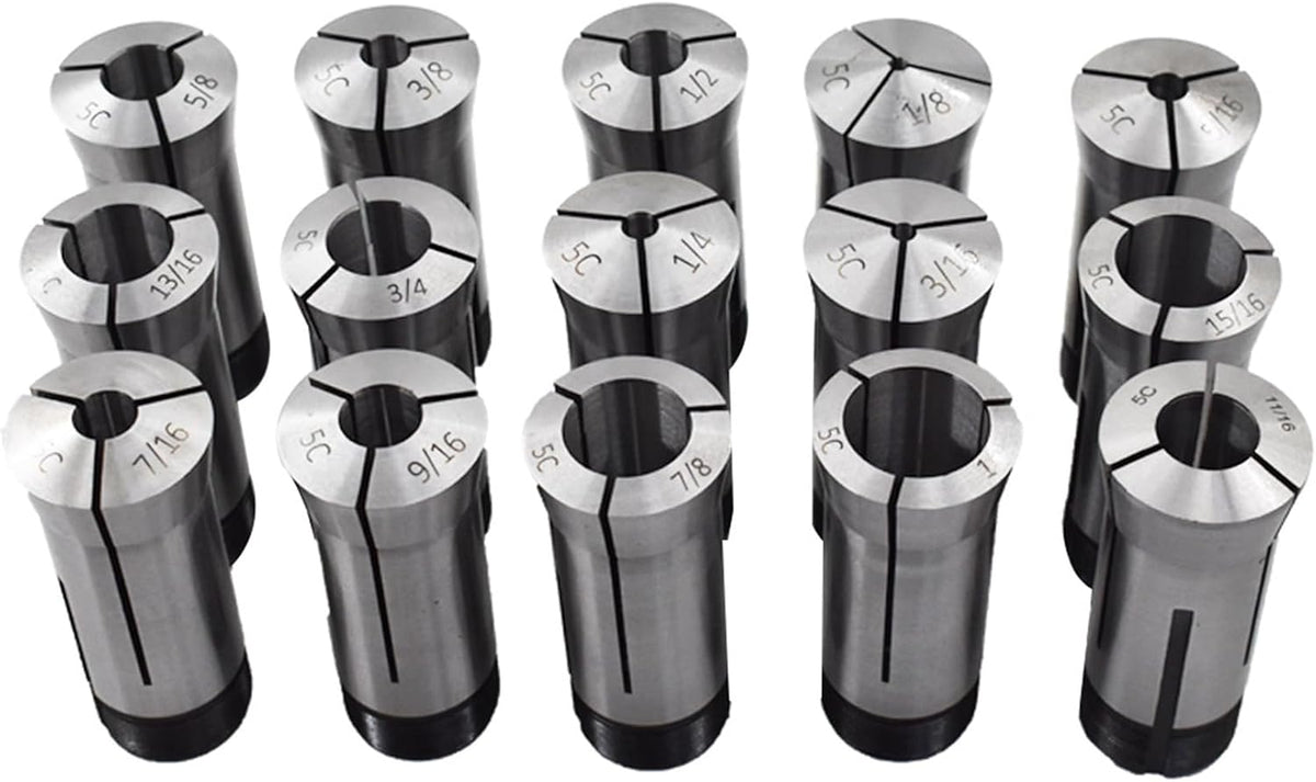 15-Pack Precision 5C Collet Set 1/8in-1in Mill Chuck Holder