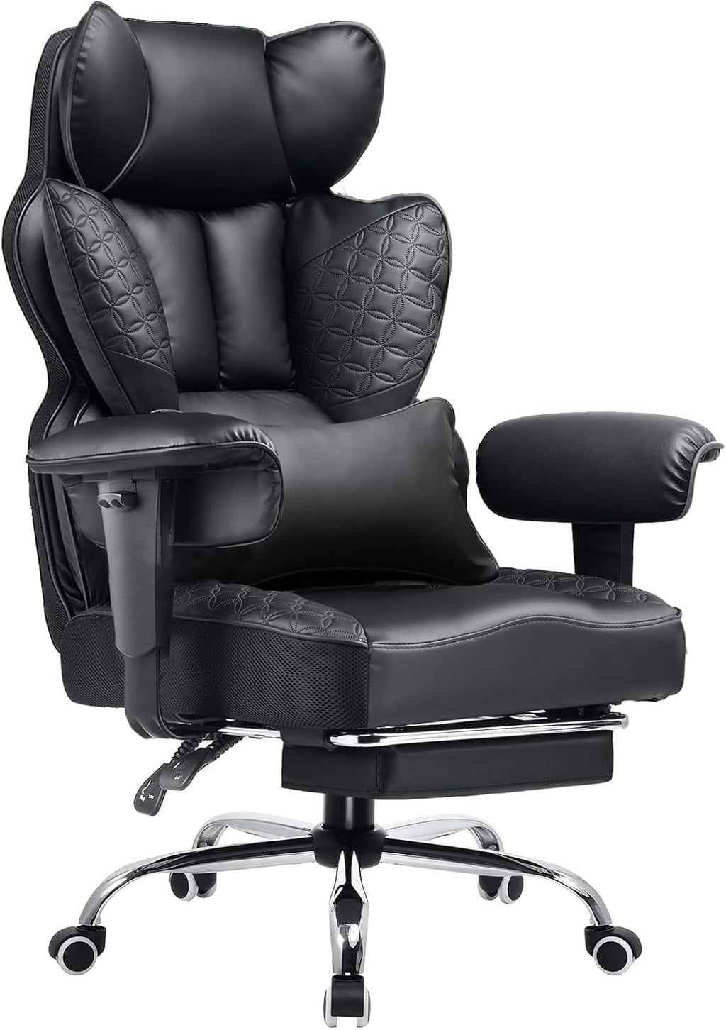 Big and Tall Office Chair Heavy Duty Wide Ergonomic Gaming Chair with Deluxe Embossing Designed Leather with Foot