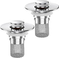 Bathroom Sink Drain Strainer,(2PCS) Pop-up Sink Drain Strainer with Removable Stainless Steel Strainer Basket Hair