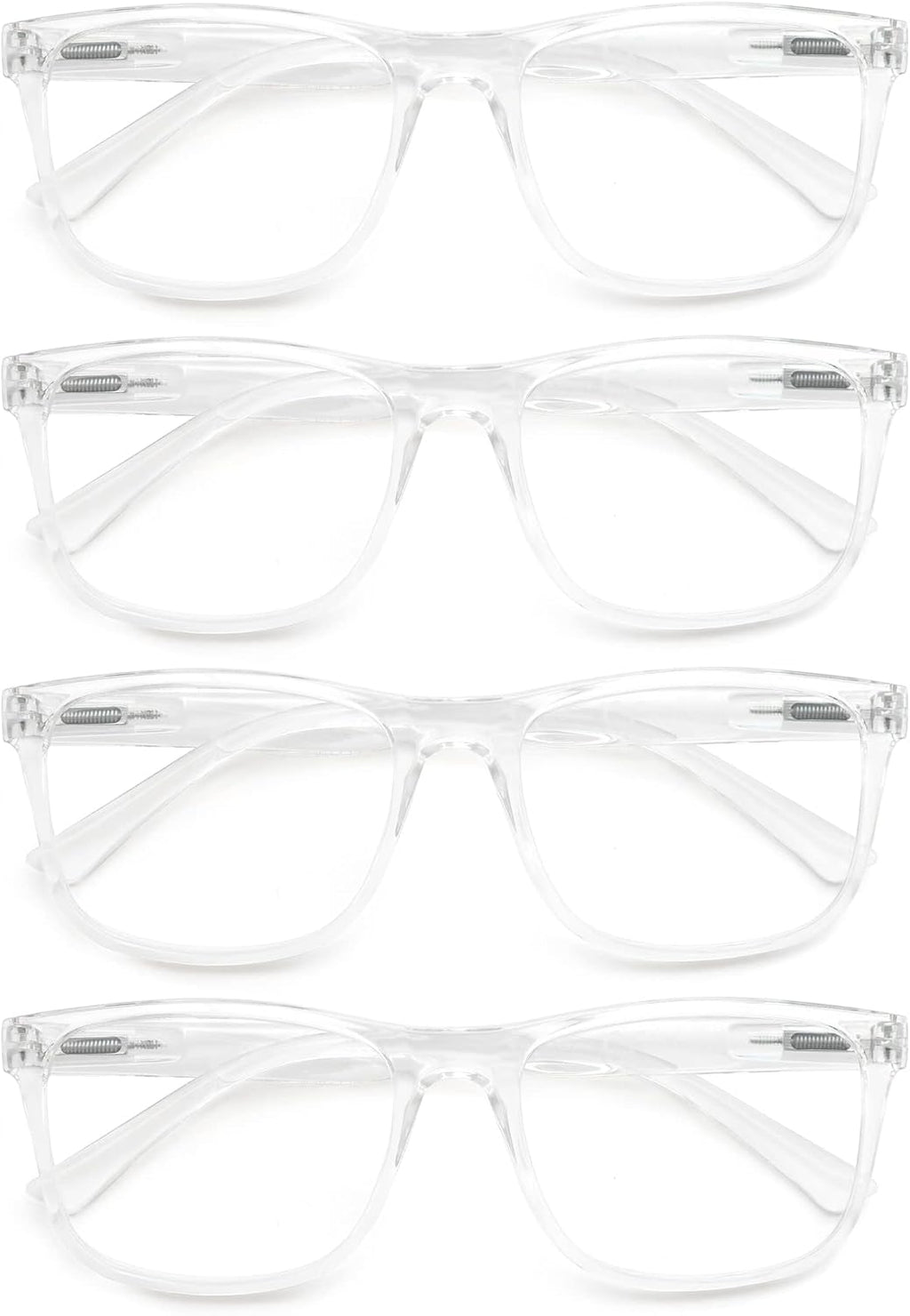 Large Reading Glasses Mens Oversized Wide Readers 1.75 Lightweight Clear Magnifying Cheaters for Men W/Big Head 4 Pack
