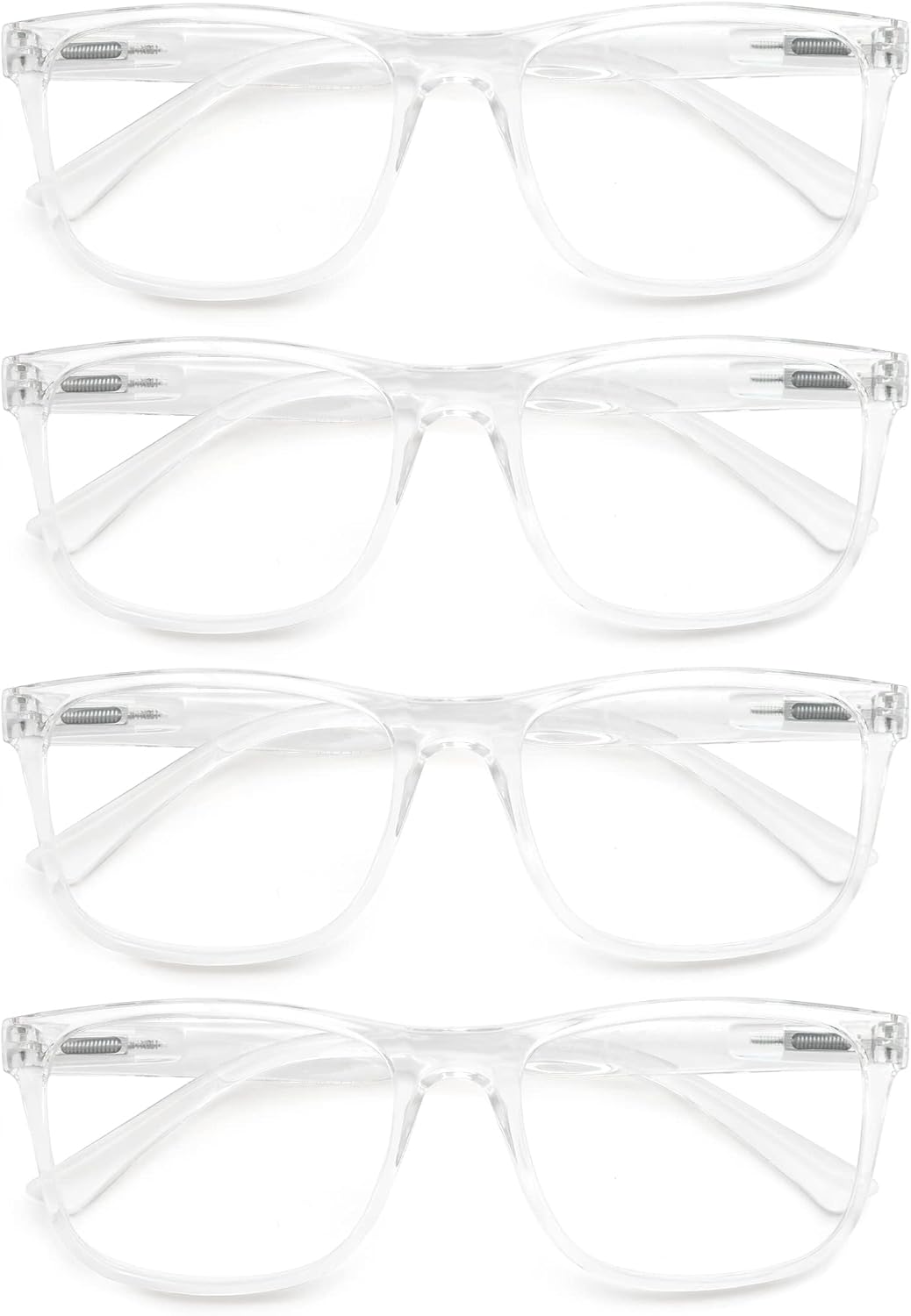 Large Reading Glasses Mens Oversized Wide Readers 1.75 Lightweight Clear Magnifying Cheaters for Men W/Big Head 4 Pack