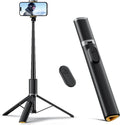63" Cell Phone Selfie Stick Tripod, Portable Tripod for iPhone with Wireless Remote, Extendable Smartphone Stand