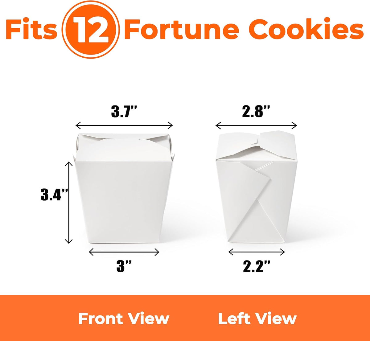 16 oz Chinese Take Out Boxes 50 Pack Plain White Paperboard Food Containers, Leak and Grease Resistant Pint Size