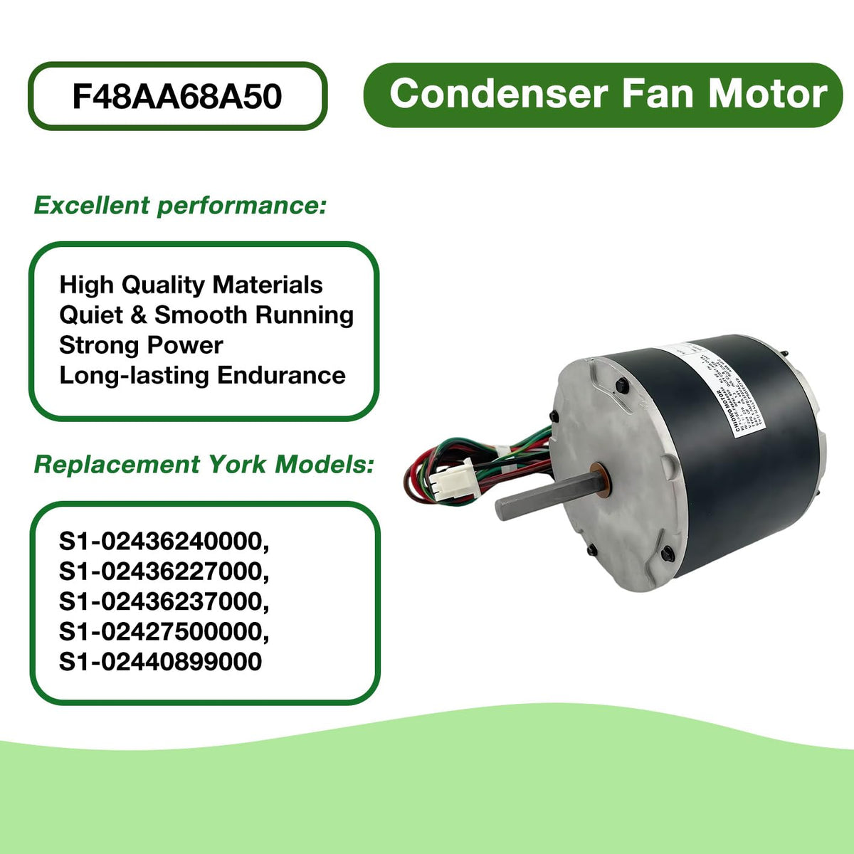 F48AA68A50 Condenser Fan Motor 1/4 HP 208-230 Volt 850 RPM