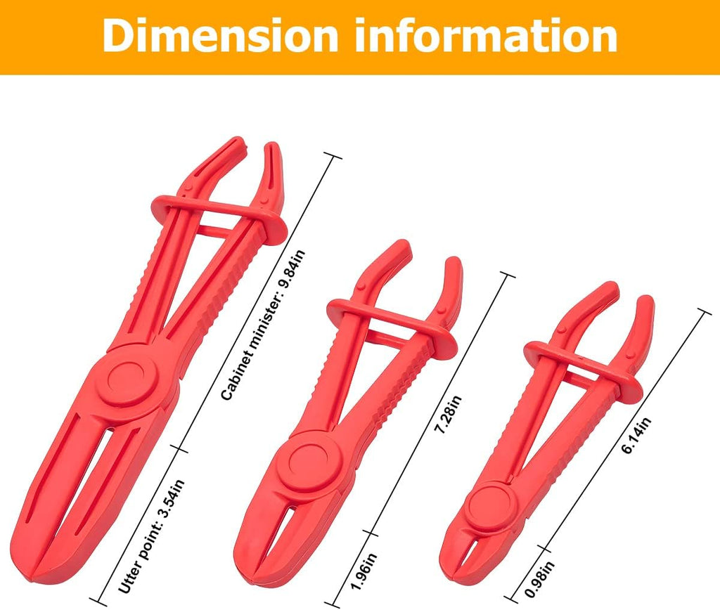 Hose Clamp Pliers, 6 Pack 3 Size Line Pinch Clamps Set, Plastic Hose Pinching Off Pliers for Automotive Radiator