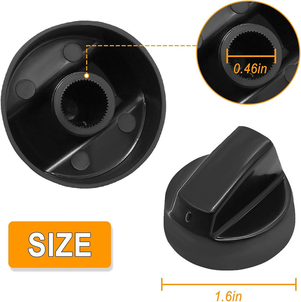 Universal Oven Knobs 4 Black Stove Knobs,12 Adapters, 4 Long, 8 Short | Compatible with Most Gas & Electric Ranges &