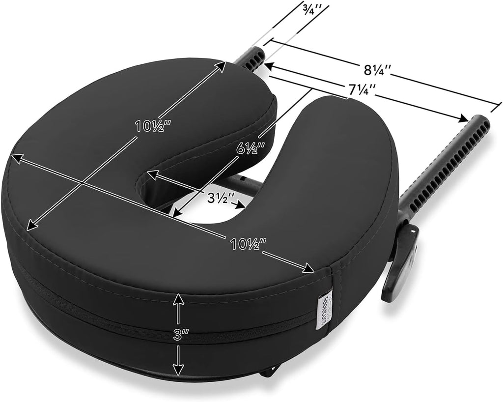 Adjustable Massage Table Face Cradle and Pillow 3" Foam - Black