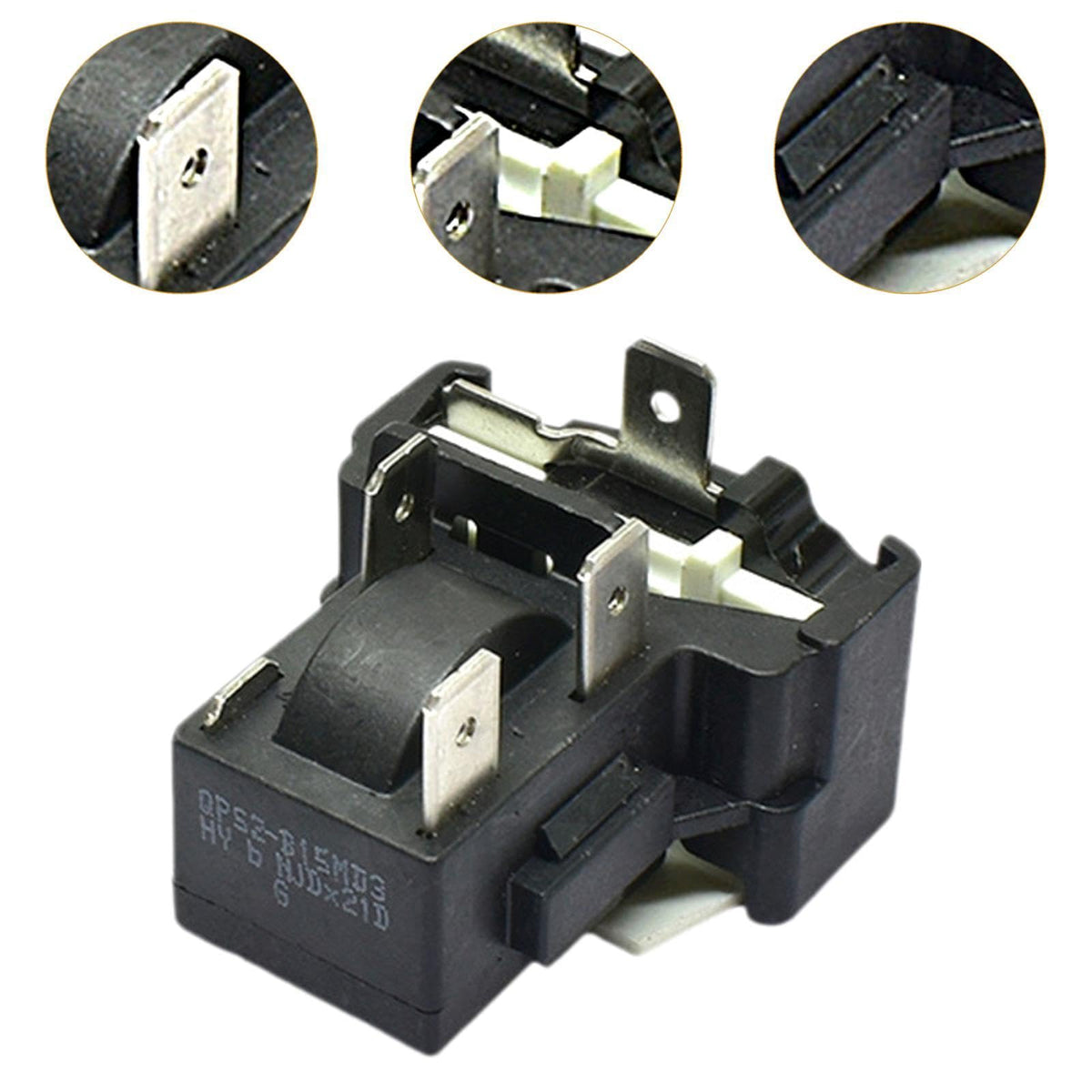 Generic Refrigerator Start Relay PTC Compressor Start Relay 3 Pin Overheating Protection Multiuse for Refrigerator Overload Protector