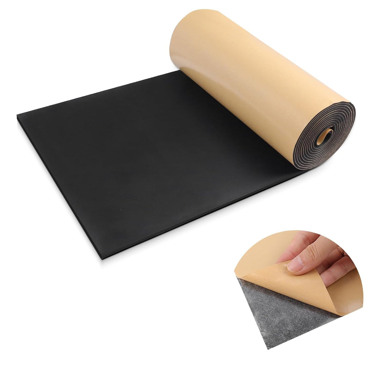 Sponge Neoprene Foam Padding Self Adhesive Foam Sheets, Black