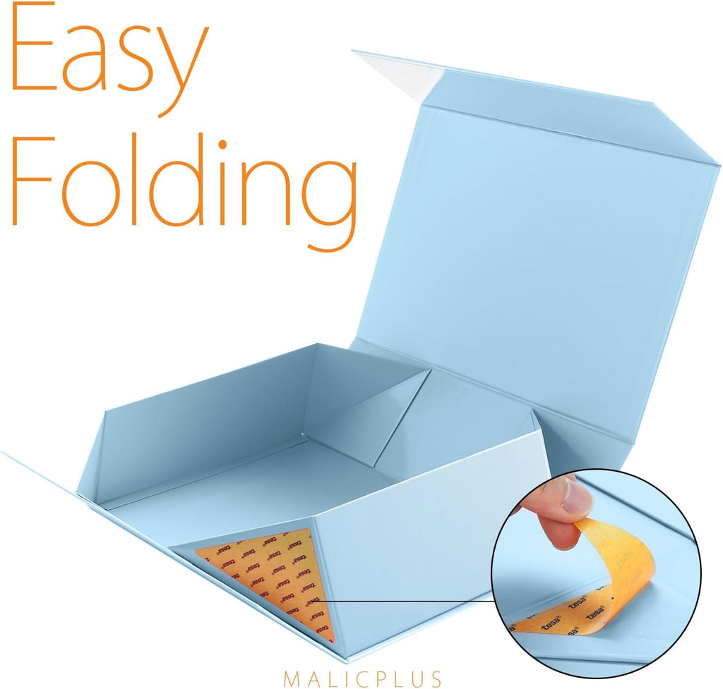 Large Light Blue Gift Boxes with Magnetic Lid for Present, 6 pack