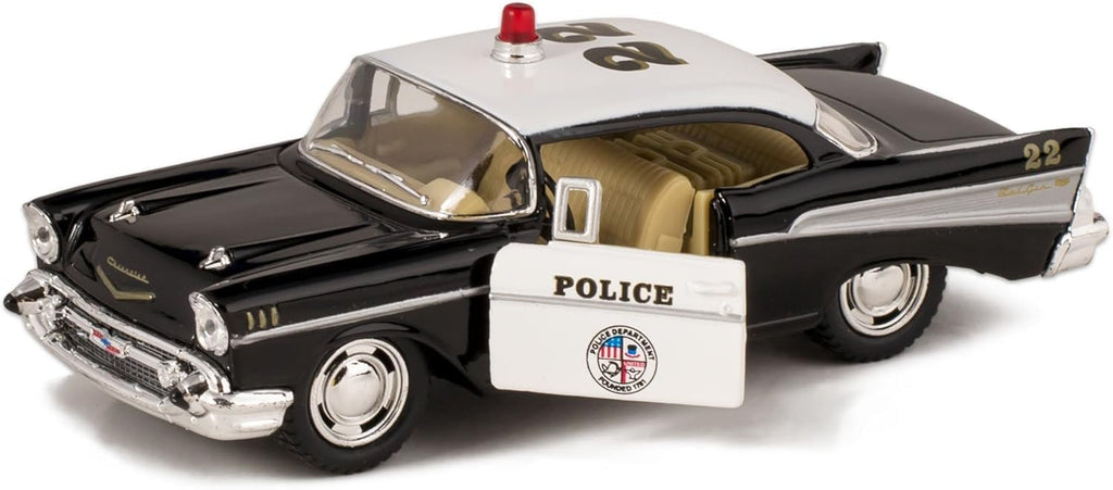1957 Chevy Bel Air Coupe 1:40 Scale 5" Die Cast Metal Classic Toy Car (Rescue Police)