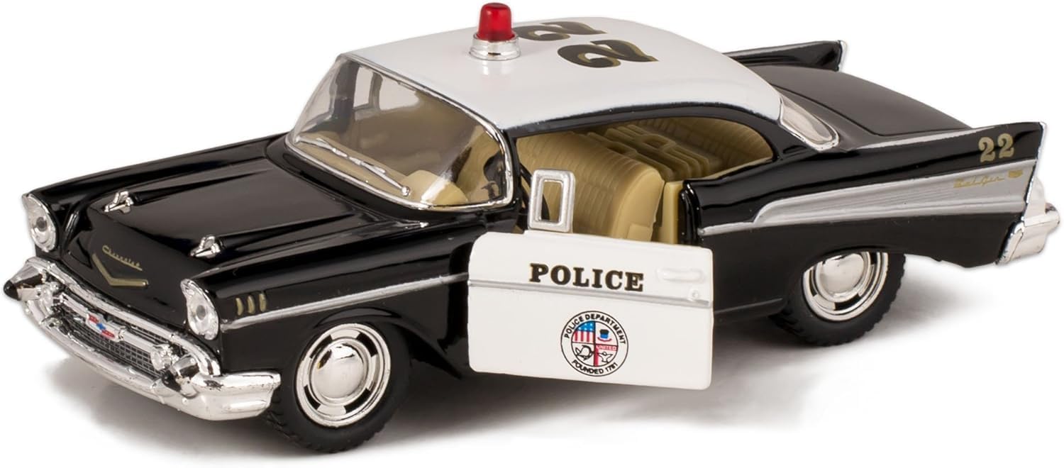 1957 Chevy Bel Air Coupe 1:40 Scale 5" Die Cast Metal Classic Toy Car (Rescue Police)