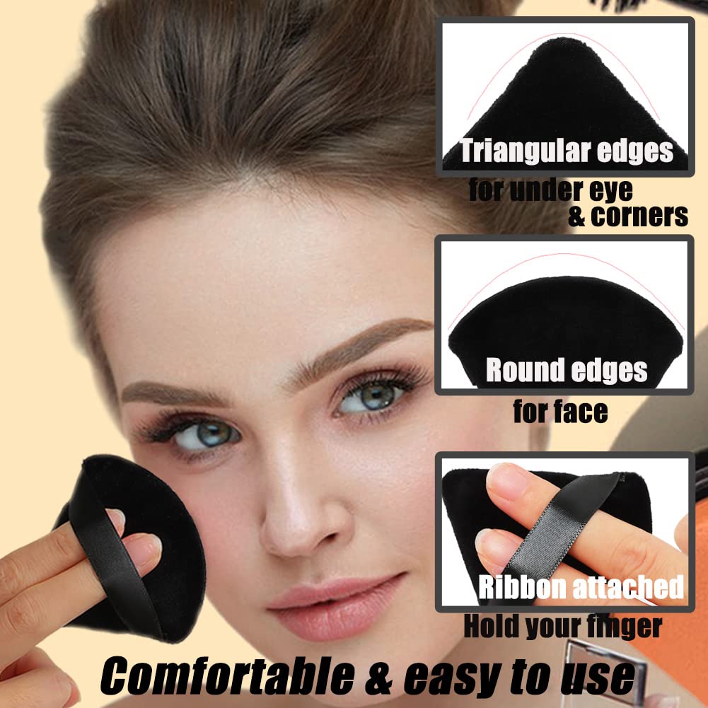 10Pcs Triangle Powder Puff Face Makeup,Setting,With Case,Black