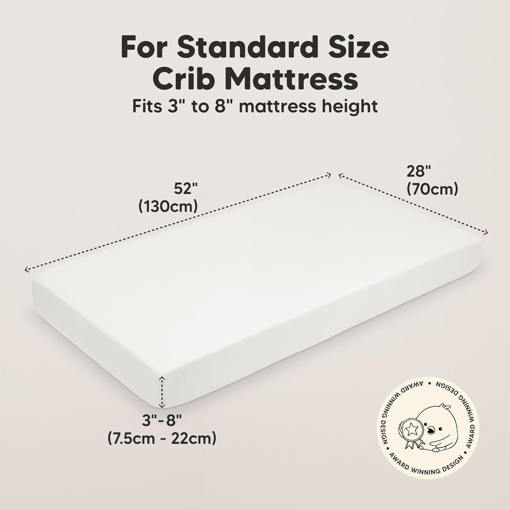 2-Pack Organic Cotton Crib Sheets for Boys, Girls - 52x28 Fitted Crib Mattress Sheet Neutral, Breathable Cover for