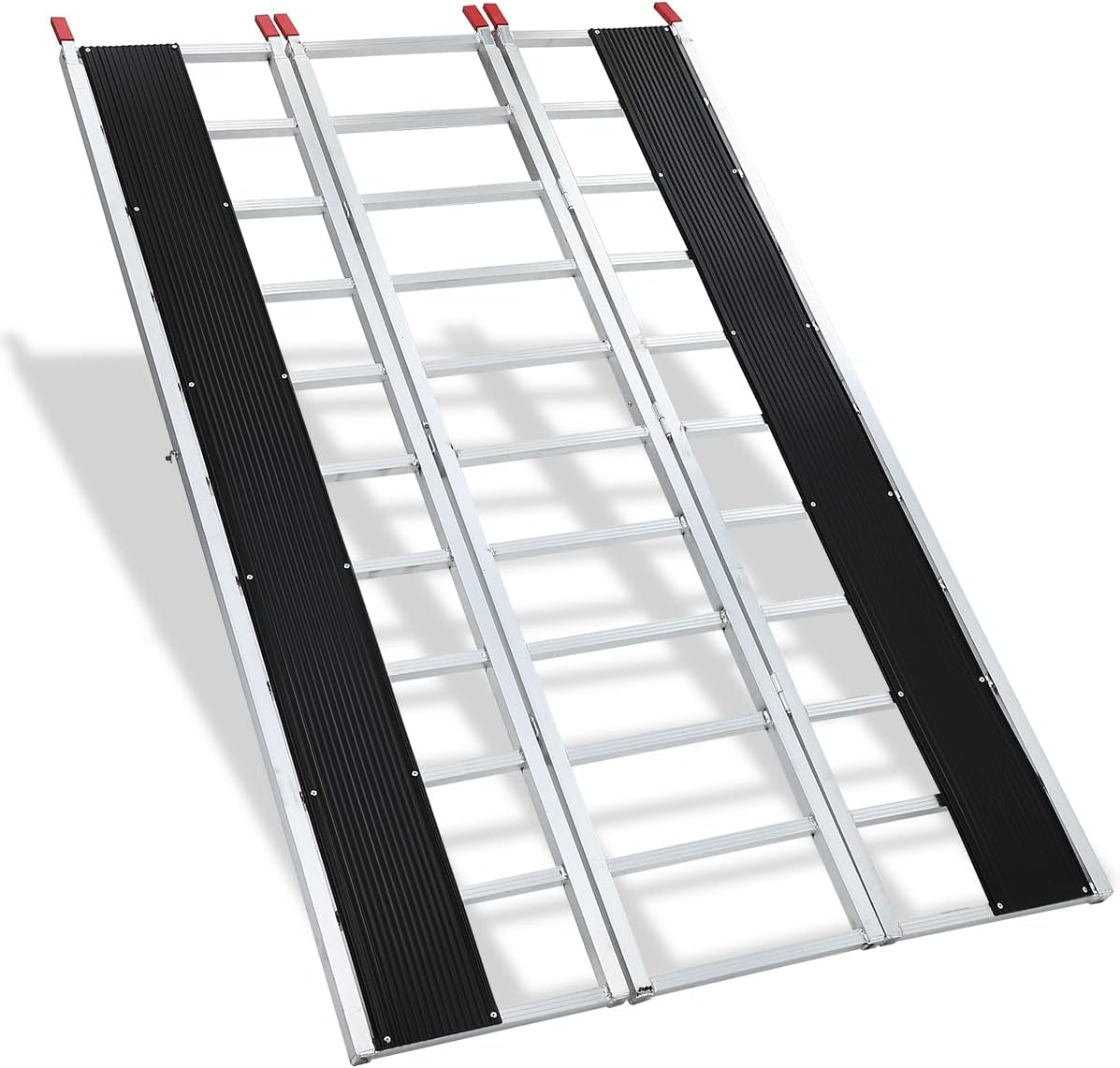Snowmobile Loading Ramp, 1500Lbs Aluminum Tri-Fold Ramps with Ski Guides for Snowmobile, 85" x 54" Foldable Ramp with